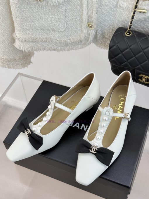 Chanel | Chanel 25C Early Spring New ProductDouble C color blocked bow pearl Mary Jane shoesnw8vqu5g - Image 3