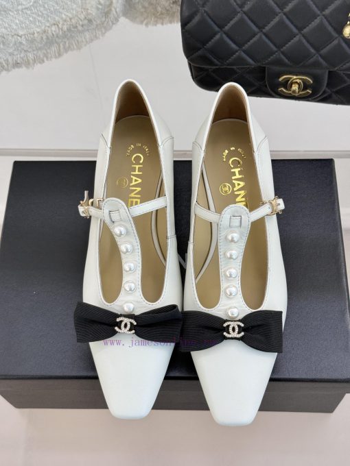 Chanel | Chanel 25C Early Spring New ProductDouble C color blocked bow pearl Mary Jane shoesnw8vqu5g - Image 5