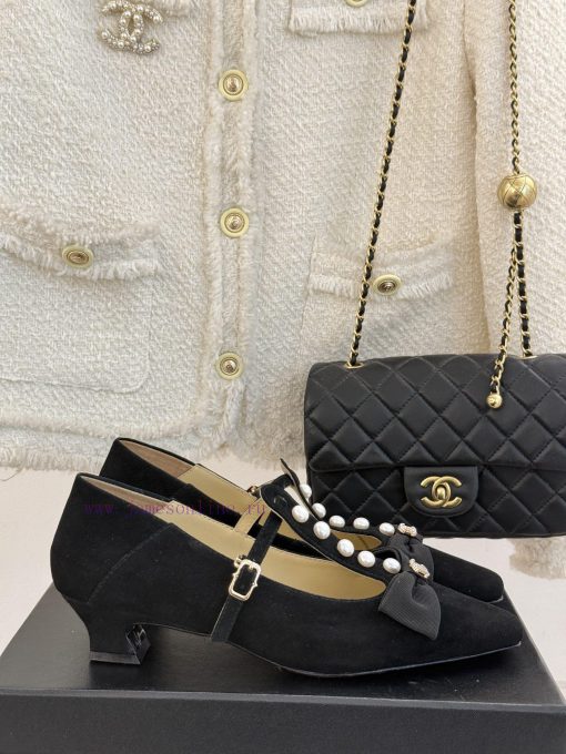 Chanel | Chanel 25C Early Spring New ProductDouble C color blocked bow pearl Mary Jane shoesd6wmwzt9