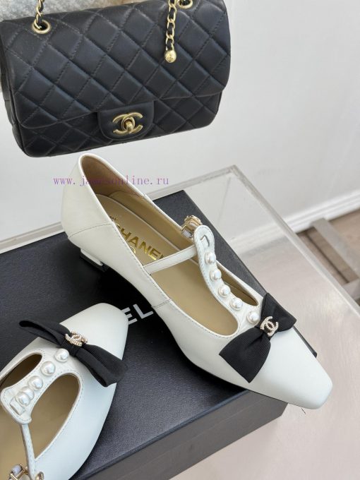 Chanel | Chanel 25C Early Spring New ProductDouble C color blocked bow pearl Mary Jane shoesnw8vqu5g - Image 6