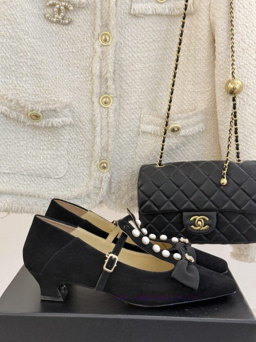 Chanel | Chanel 25C Early Spring New ProductDouble C color blocked bow pearl Mary Jane shoesd6wmwzt9 - Image 2