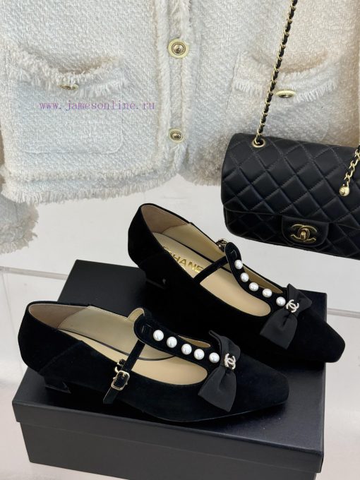 Chanel | Chanel 25C Early Spring New ProductDouble C color blocked bow pearl Mary Jane shoesd6wmwzt9 - Image 4