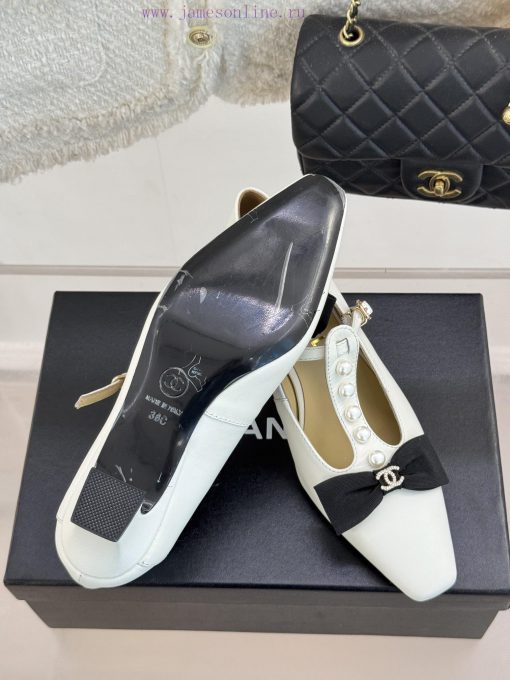 Chanel | Chanel 25C Early Spring New ProductDouble C color blocked bow pearl Mary Jane shoesnw8vqu5g - Image 10
