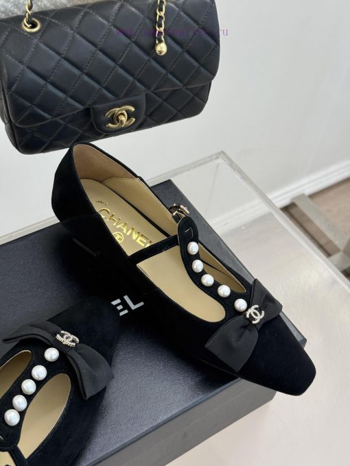 Chanel | Chanel 25C Early Spring New ProductDouble C color blocked bow pearl Mary Jane shoesd6wmwzt9 - Image 6