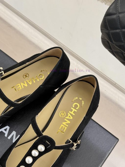 Chanel | Chanel 25C Early Spring New ProductDouble C color blocked bow pearl Mary Jane shoesd6wmwzt9 - Image 9