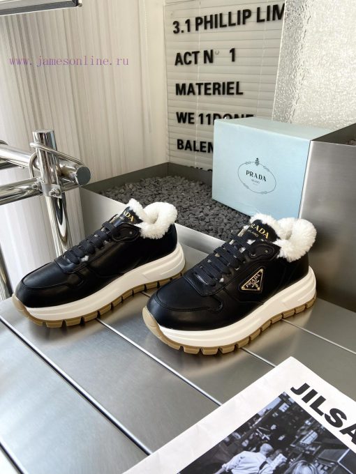 Prada 24ss Prada new couple's hairy dad shoesThe fabric is made of calf leather with clear allm82drl - Image 4