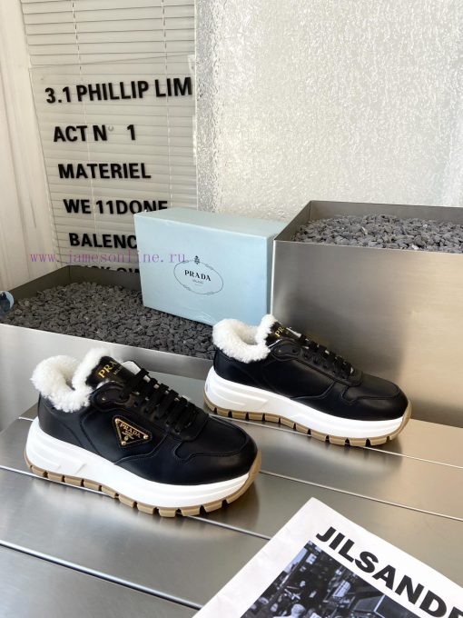 Prada 24ss Prada new couple's hairy dad shoesThe fabric is made of calf leather with clear allm82drl - Image 6