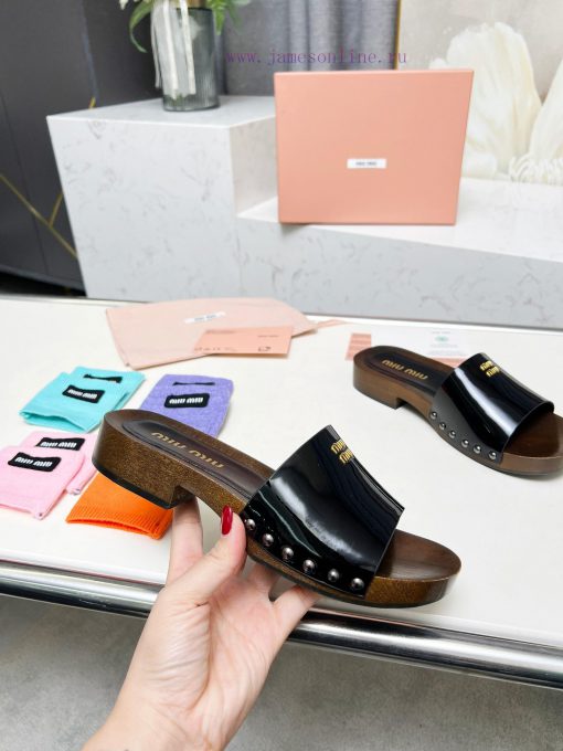 p. Miu Miu's new cool slippers, clog slippers, fashionable and casualImported soft cowhide wj5nlqj36