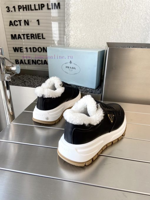 Prada 24ss Prada new couple's hairy dad shoesThe fabric is made of calf leather with clear allm82drl - Image 9