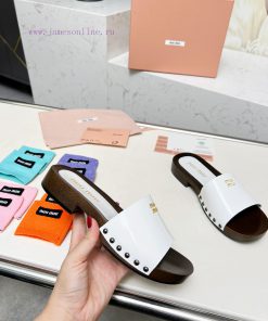 p. Miu Miu's new cool slippers, clog slippers, fashionable and casualImported soft cowhide wtp1r9qkp