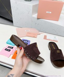 p. Miu Miu's new cool slippers, clog slippers, fashionable and casualImported soft cowhide w6vvm0flt