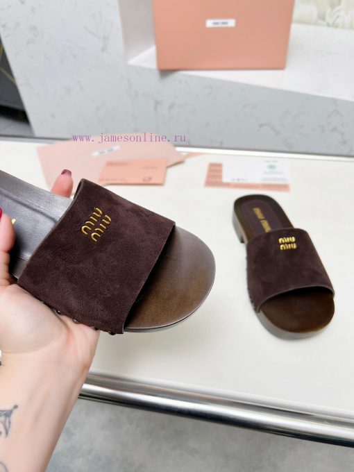 p. Miu Miu's new cool slippers, clog slippers, fashionable and casualImported soft cowhide w6vvm0flt - Image 3
