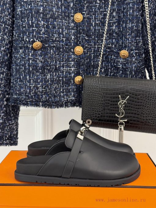 Male size 10Hermer/Hermes Classic Kelly Buckle Bocken SlippersA must-have for autumn and winn6y55n7x - Image 2