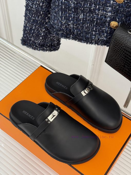 Male size 10Hermer/Hermes Classic Kelly Buckle Bocken SlippersA must-have for autumn and winn6y55n7x - Image 4