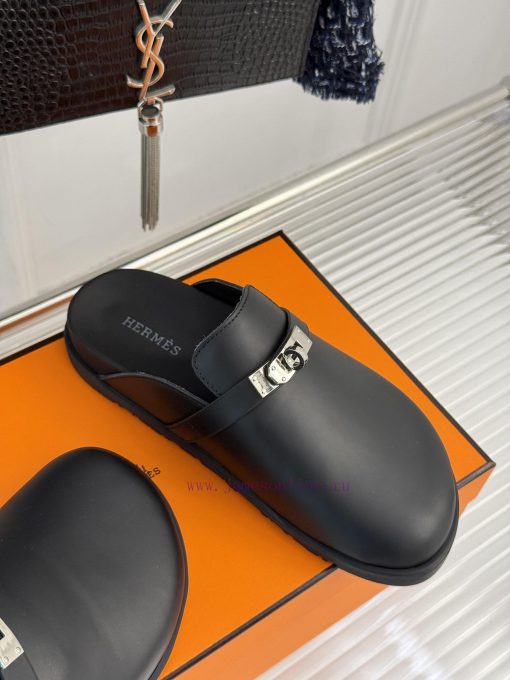 Male size 10Hermer/Hermes Classic Kelly Buckle Bocken SlippersA must-have for autumn and winn6y55n7x - Image 6