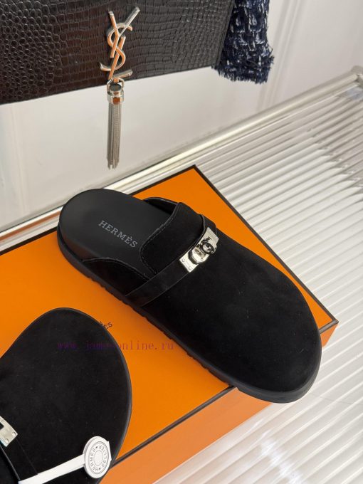 Male size 10Hermer/Hermes Classic Kelly Buckle Bocken SlippersA must-have for autumn and win2p0h2k4f - Image 6