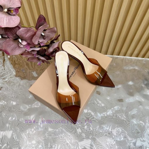Gianvito Rossi 2024 Classic Pointed PVC Film High Heels Half Drag————————————Its appearance osb3im97 - Image 5