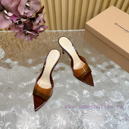 Gianvito Rossi 2024 Classic Pointed PVC Film High Heels Half Drag————————————Its appearance osb3im97 - Image 7