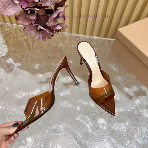 Gianvito Rossi 2024 Classic Pointed PVC Film High Heels Half Drag————————————Its appearance osb3im97 - Image 11