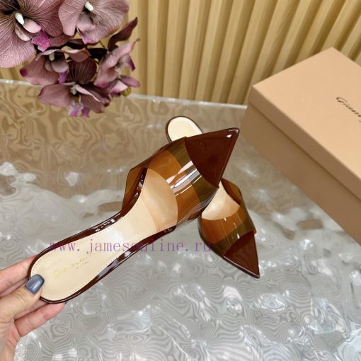 Gianvito Rossi 2024 Classic Pointed PVC Film High Heels Half Drag————————————Its appearance osb3im97 - Image 12