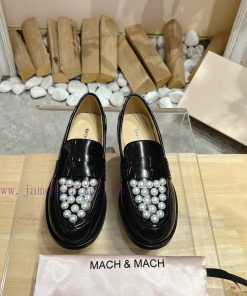 MACH&MACH 2024 Autumn/Winter New Crystal Buckle Women's Shoes Letter Logo Hardware Buckle Louefgn2w3