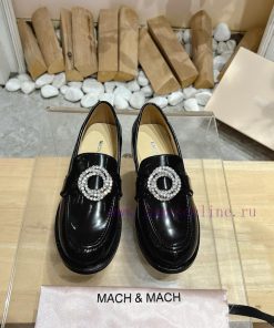 MACH&MACH 2024 Autumn/Winter New Crystal Buckle Women's Shoes Letter Logo Hardware Buckle Lobcyncn80