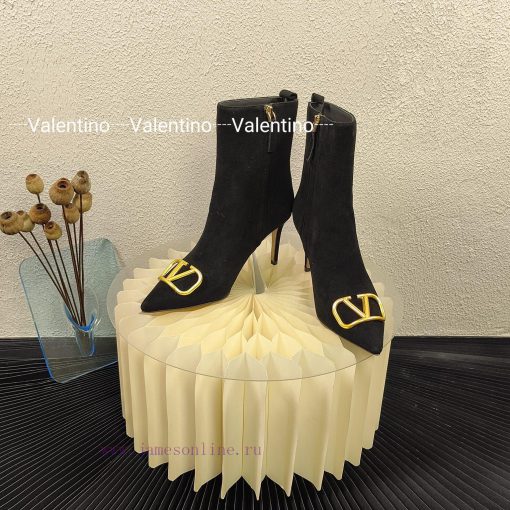 Long boots and short boots 450𝑽𝒂𝒍𝒆𝒏𝒕𝒊𝒏𝒐ValentinoSharp metal buckle bootsFabric calf leatherLtgz1u1gk - Image 5