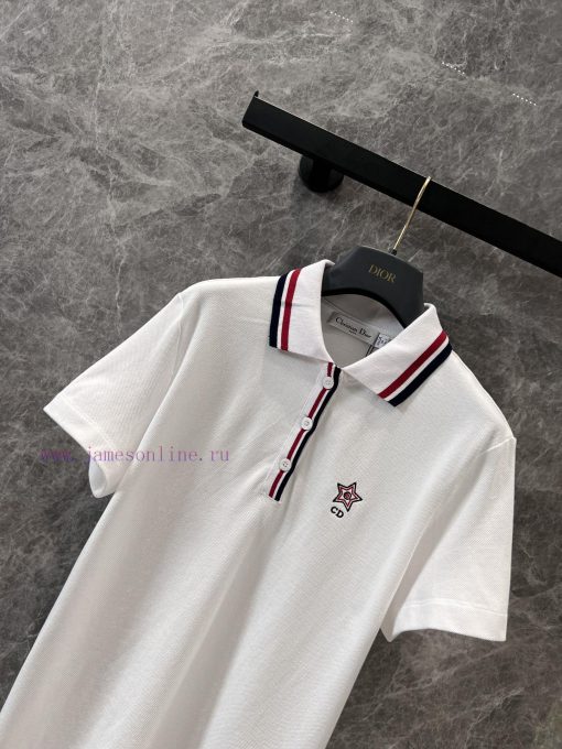 ZT61068 Dior 25Ss Spring/Summer New Embroidered Collar Buckle Mesh Ball Style Polo Short Sleeve sltjbz6u - Image 4