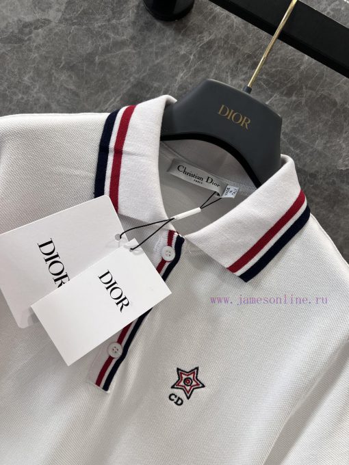 ZT61068 Dior 25Ss Spring/Summer New Embroidered Collar Buckle Mesh Ball Style Polo Short Sleeve sltjbz6u - Image 6
