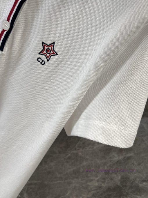 ZT61068 Dior 25Ss Spring/Summer New Embroidered Collar Buckle Mesh Ball Style Polo Short Sleeve sltjbz6u - Image 8