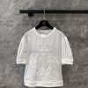 ZT61070 Chanel 25Ss Spring/Summer New Cutout Splicing Patchwork Embroidered Short Sleeve Top | p7eakhkk