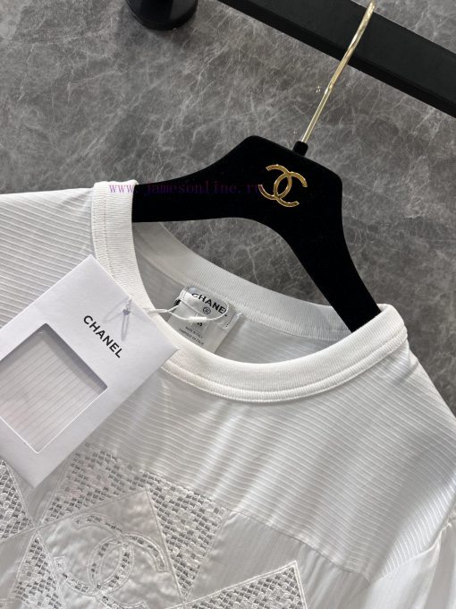 ZT61070 Chanel 25Ss Spring/Summer New Cutout Splicing Patchwork Embroidered Short Sleeve Top | p7eakhkk - Image 6