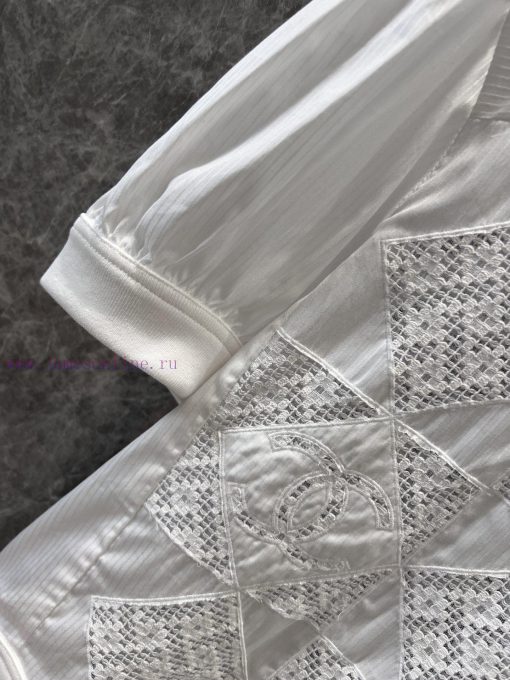 ZT61070 Chanel 25Ss Spring/Summer New Cutout Splicing Patchwork Embroidered Short Sleeve Top | p7eakhkk - Image 8