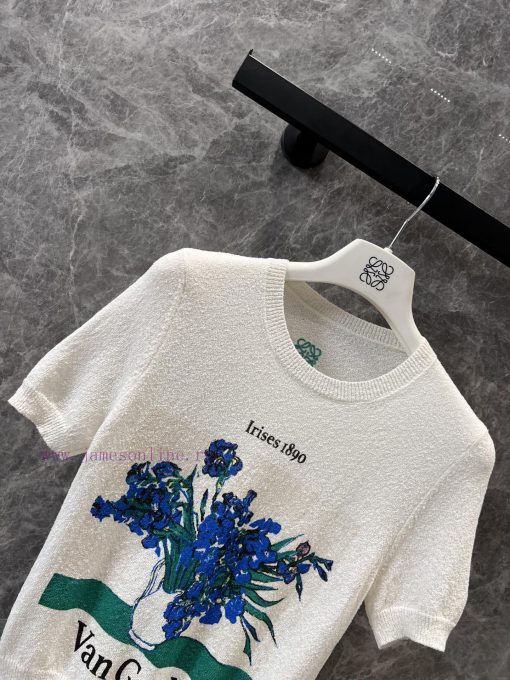 ZT61077 Loewe 25Ss Spring/Summer New Iris Texture Short Sleeve Knitted T-shirt | Developed By Y avo17r0e - Image 4
