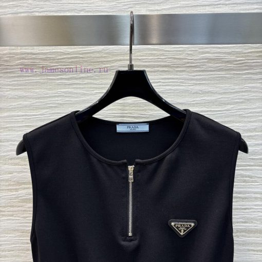 CL77529 Prada 25 Spring/Summer Triangular Sports Tank Top Splicing Dress Long Skirt A Tank Top zv6meg01 - Image 3