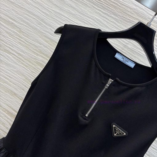 CL77529 Prada 25 Spring/Summer Triangular Sports Tank Top Splicing Dress Long Skirt A Tank Top zv6meg01 - Image 4