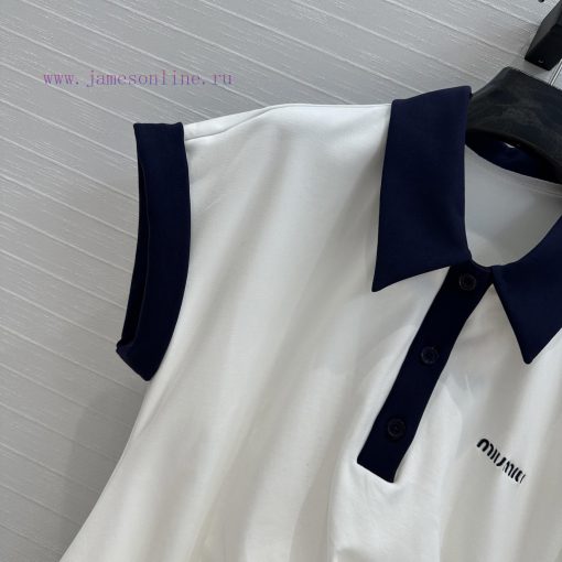 Strongly Recommend BL77536 Miu Collection 25 Spring/Summer New Product Color Contrasting Polo C 042pza83 - Image 4