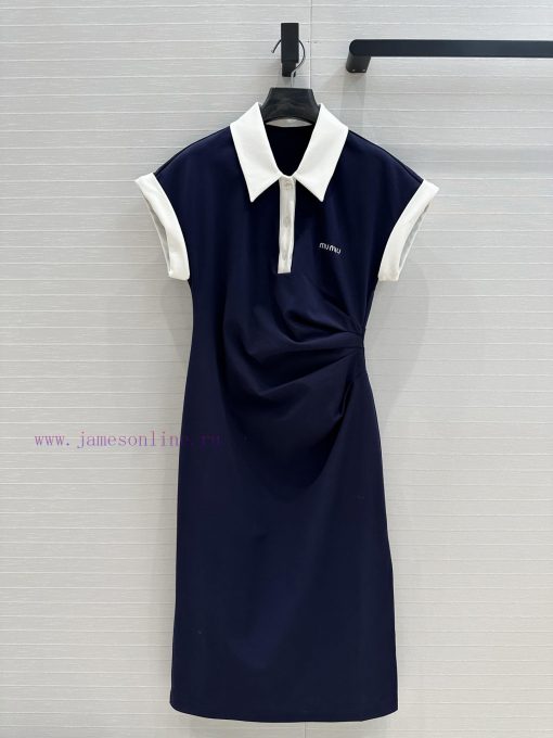 Strongly Recommend BL77536 Miu Collection 25 Spring/Summer New Product Color Contrasting Polo C m6976p6o