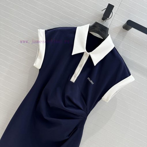 Strongly Recommend BL77536 Miu Collection 25 Spring/Summer New Product Color Contrasting Polo C m6976p6o - Image 3