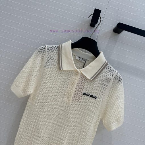 Highly Recommended BT77537 Miu Miu Girl Outfit Fashionable And Sharp Cut Polo Collar Knitted Sh qnqvskxc - Image 3