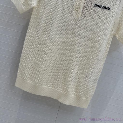 Highly Recommended BT77537 Miu Miu Girl Outfit Fashionable And Sharp Cut Polo Collar Knitted Sh qnqvskxc - Image 6