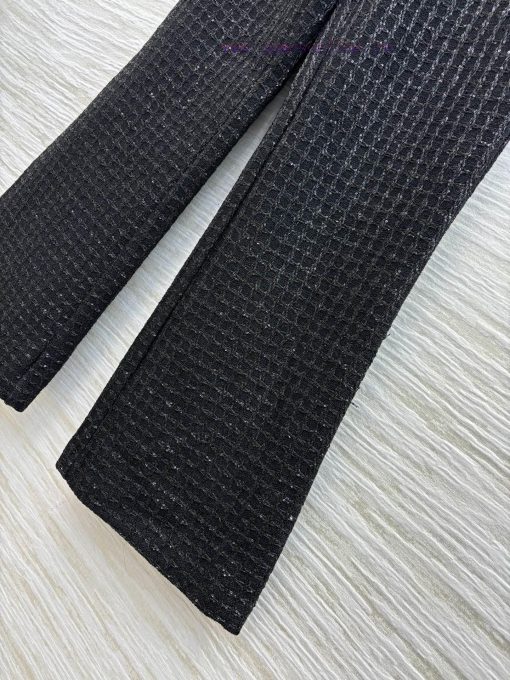 CK77553 Chanel 25 Early Spring New Style Black Coarse Tweed Micro Bell Bottom Pants With A Soci 8du3nfsh - Image 7