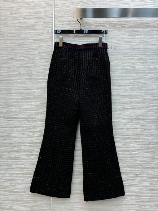 CK77553 Chanel 25 Early Spring New Style Black Coarse Tweed Micro Bell Bottom Pants With A Soci 8du3nfsh - Image 8