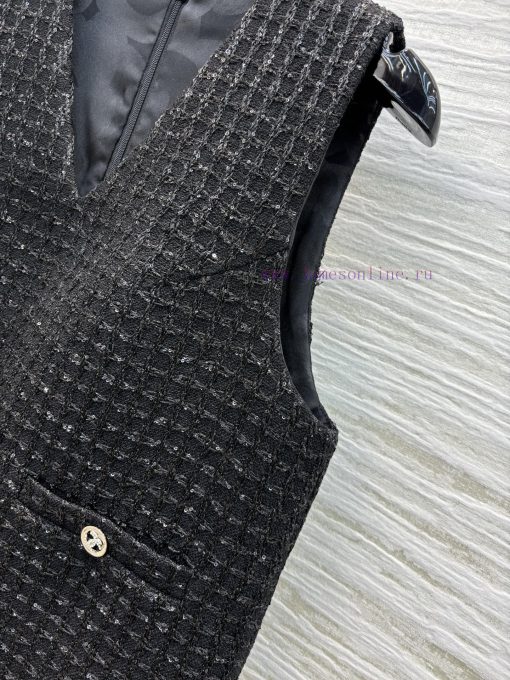 CL77555 Chanel 25 Early Spring New Item Sequined Coarse Tweed Vest Dress With Black Sequins Emb evlqxb0h - Image 5