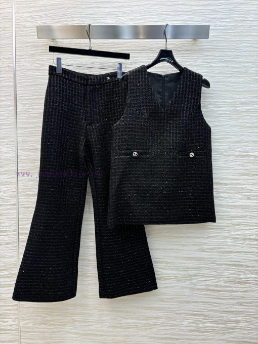 CL77555 Chanel 25 Early Spring New Item Sequined Coarse Tweed Vest Dress With Black Sequins Emb evlqxb0h - Image 9