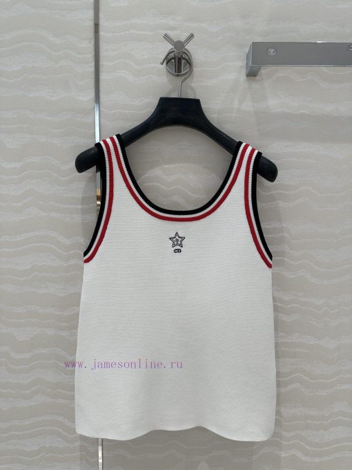 AT77565 Miss Dior Tennis Sport Knitted 🧶 Tank Top Temperament U-neck Slim Fit Versatile And Not aputl3n9
