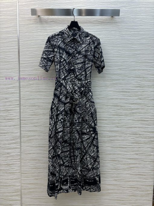 CL77572 Dior 25 New Paris Map Dress With A Collar And Waist Cinched Shirt Style Dress. The Clas 0yf5mthv - Image 2