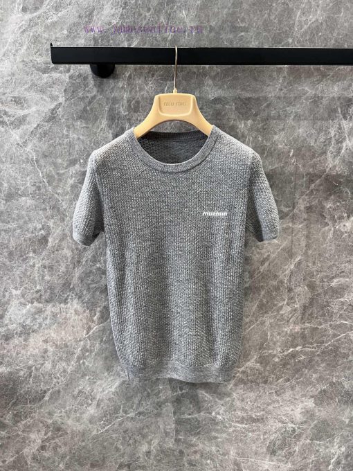 ZT61083 Miumi * 25Ss Summer New Micro Label Hollow Knitted Short Sleeve Top | Developed By Yb T ct3mcxlj - Image 2
