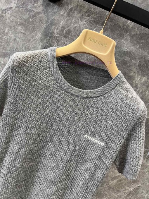 ZT61083 Miumi * 25Ss Summer New Micro Label Hollow Knitted Short Sleeve Top | Developed By Yb T ct3mcxlj - Image 4