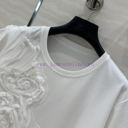 ️ High End AT77582 Long Term Design Sense Mesh Fabric Car Flower Short Sleeved T-shirt Is Made h3w7hrny - Image 4